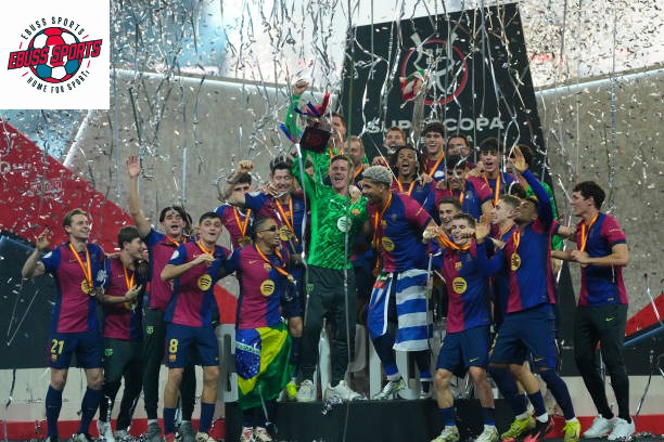 Barcelona celebrating the trophy