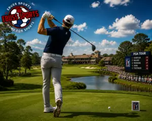 Professional golfer swinging during a tournament among the biggest sports in the world